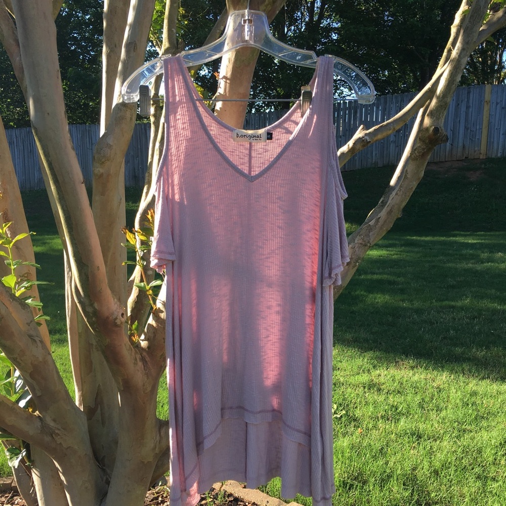 Lavender/Baby Pink Cold Shoulder Top